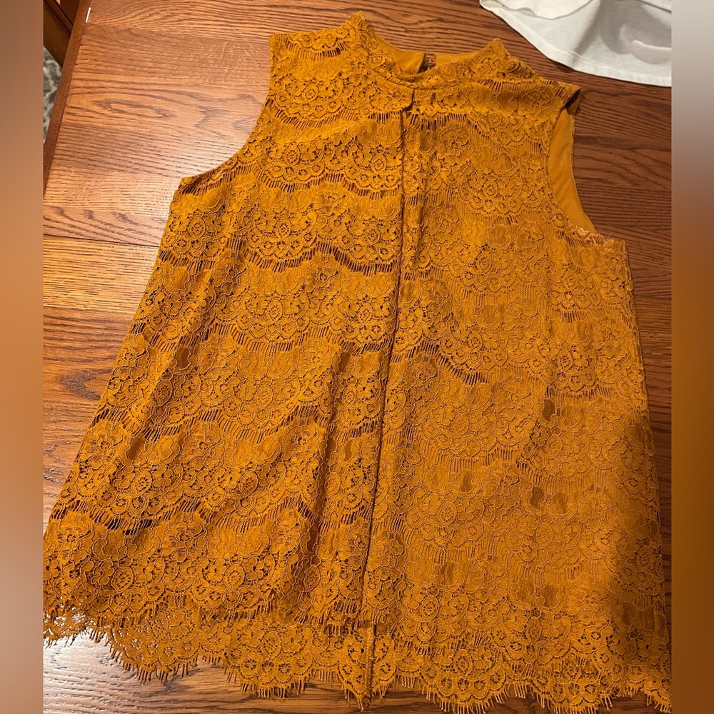 Burnt orange lace tank top